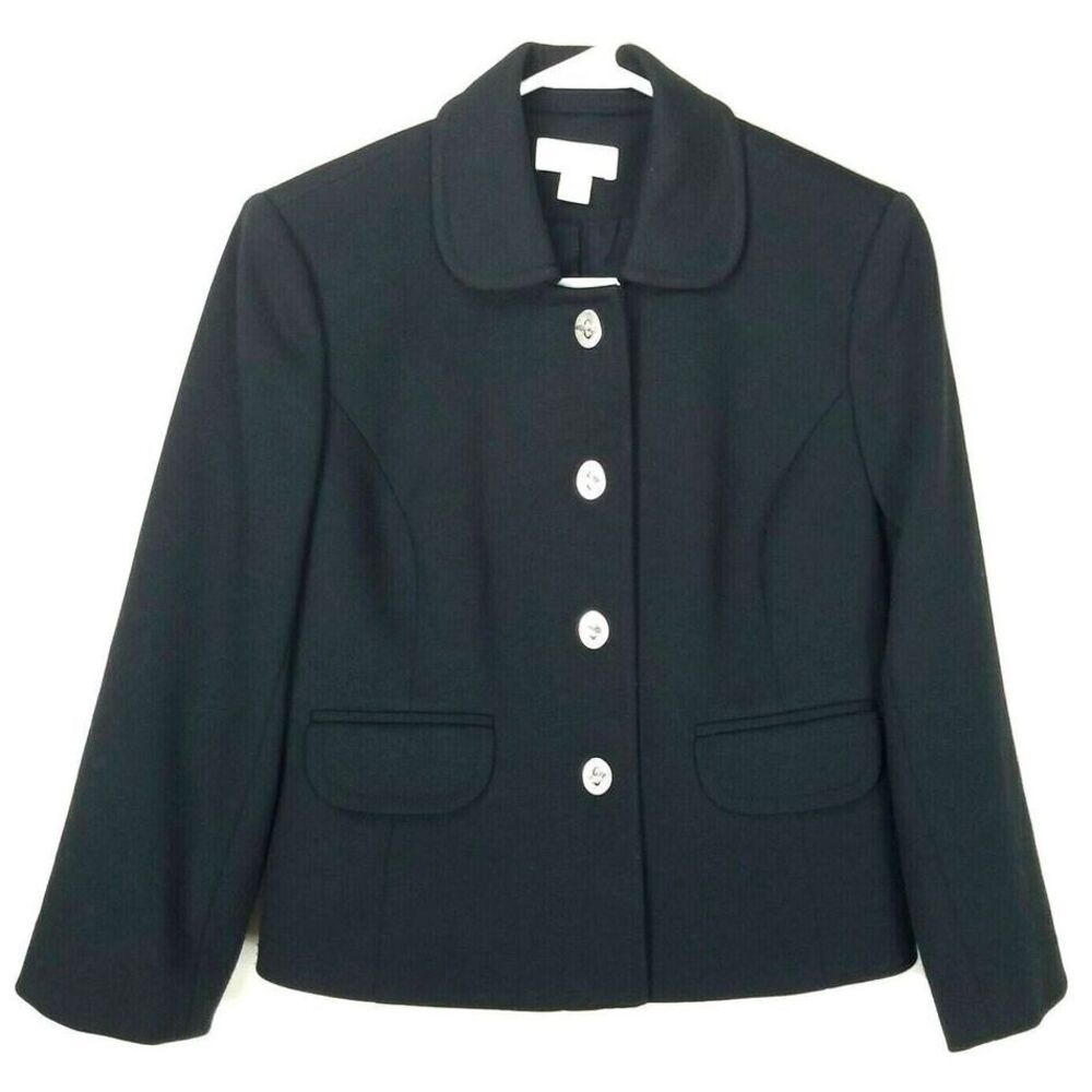 Loft‎ Black Blazer Jacket Single Breasted Size 2 Work Office Twist Lock